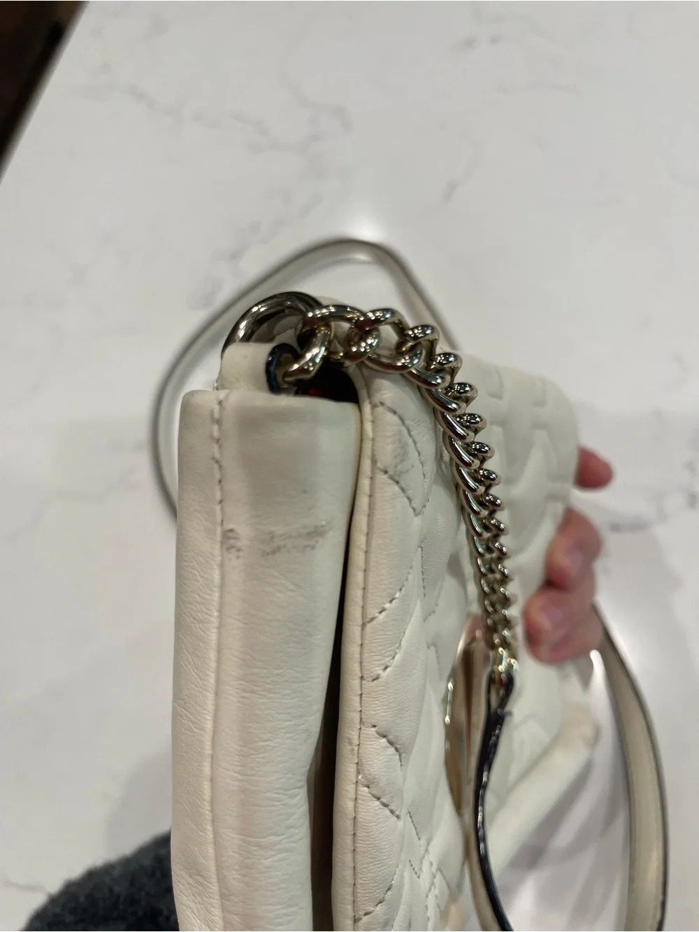 kate spade Cream Quilted Leather Crossbody with Silver-Tone Turnlock
